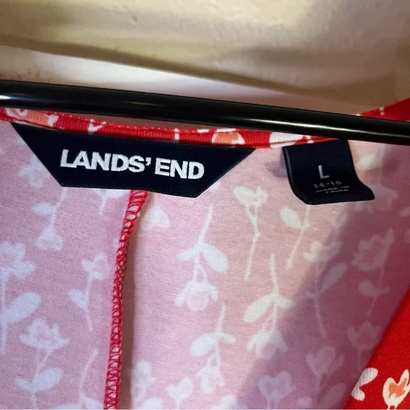 Lands End Red Floral Twist Front Floral Maxi Dress Size Large - Picture 2 of 10